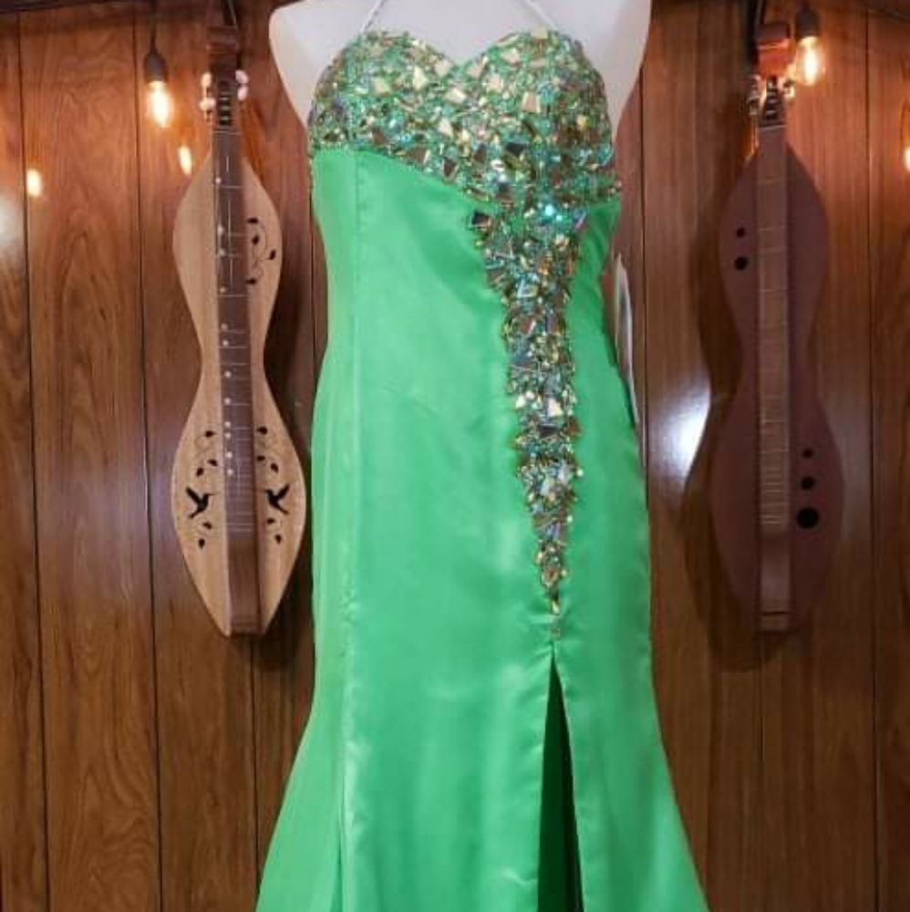 Party time - Long Dress - Color Lime - Size 10 - 6704 - Original Price $348